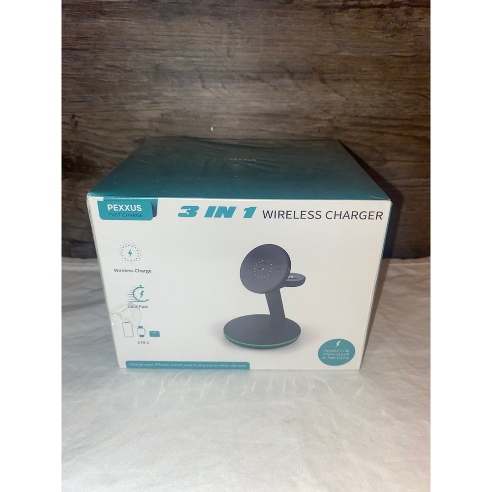 SEALED Pexxus‎ 3 in 1 Wireless Charger, Phone/Watch/Air Pods
